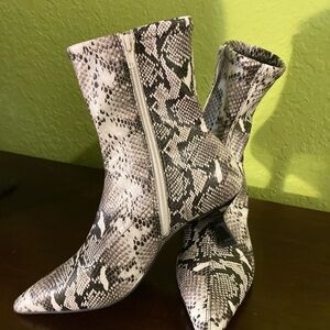 Abound Black and White Snakeskin Ankle Booties